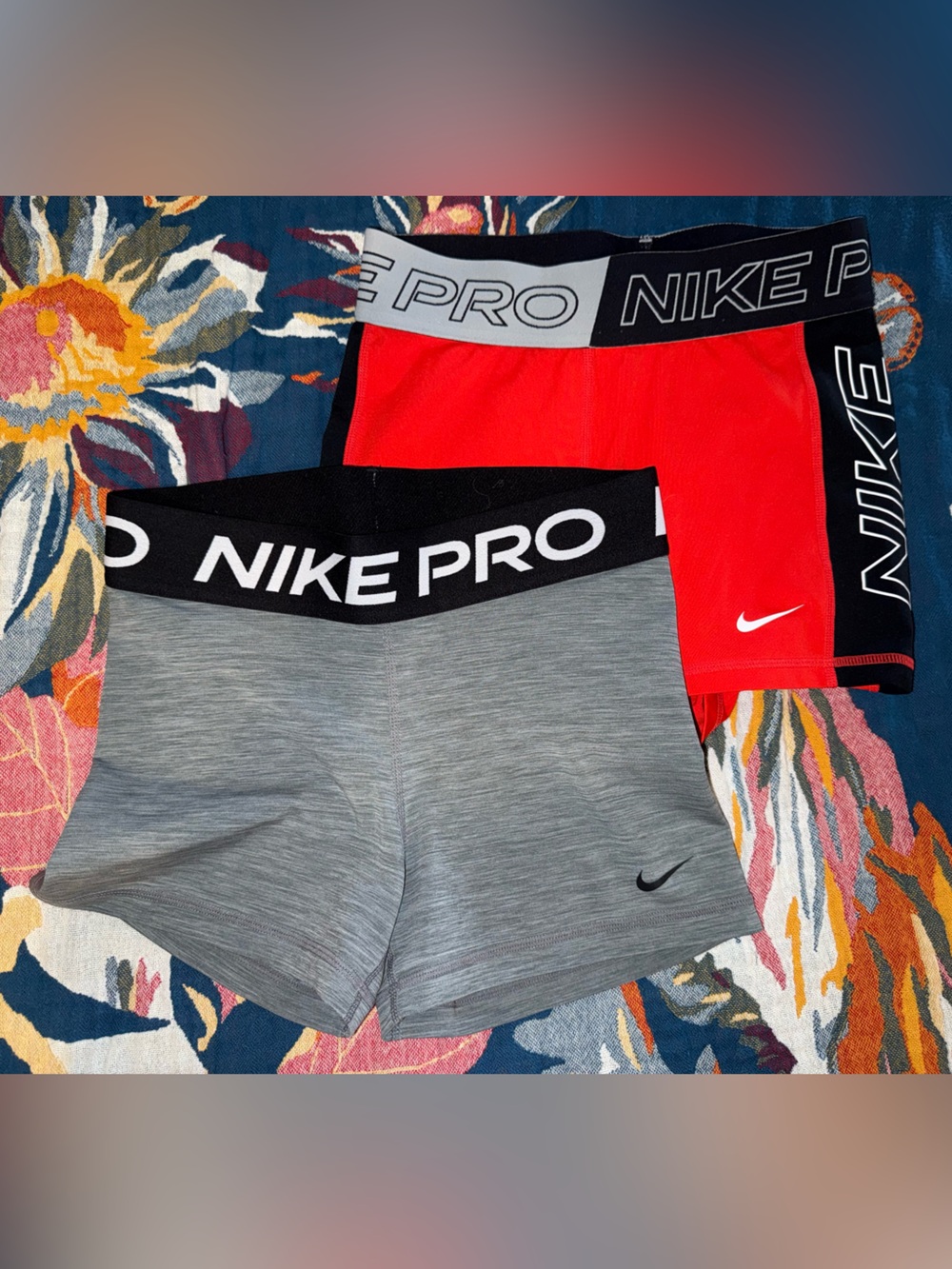 Nike Pro Women’s Athletic Shorts Set - Red & Gray
